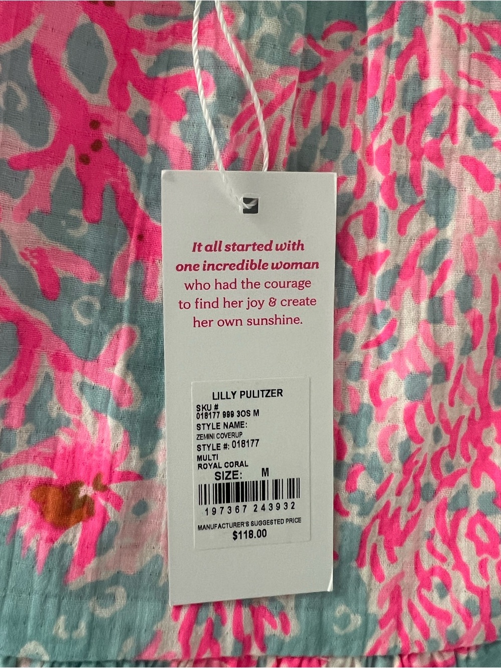 Lilly Pulitzer Zemini Coverup. NWT. Size M Color Royal Coral - Picture 2 of 3